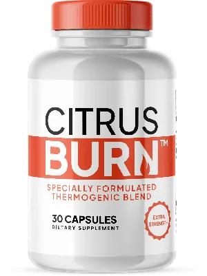 CitrusBurn supplement bottle - 30 capsules, specially formulated thermogenic blend